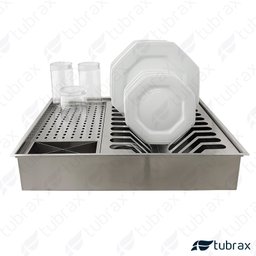 Canal Úmido Organizador Calha de Cozinha em Aço Inox 304 C/3 Módulos e Tampa - Tubrax - 6