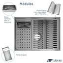 Ver imagem 5 de Canal Úmido Organizador Calha de Cozinha em Aço Inox 304 C/3 Módulos e Tampa 50x40 - Tubrax