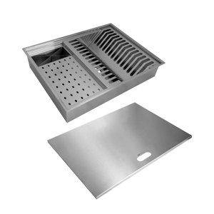 Canal Úmido Organizador Calha De Cozinha em Aço Inox 304 C/3 Módulos e Tampa - Tubrax