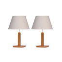 Ver imagem 1 de Kit 2 Abajur Quarto Pé Quadrado Madeira Mdf Cúpula Tradicional