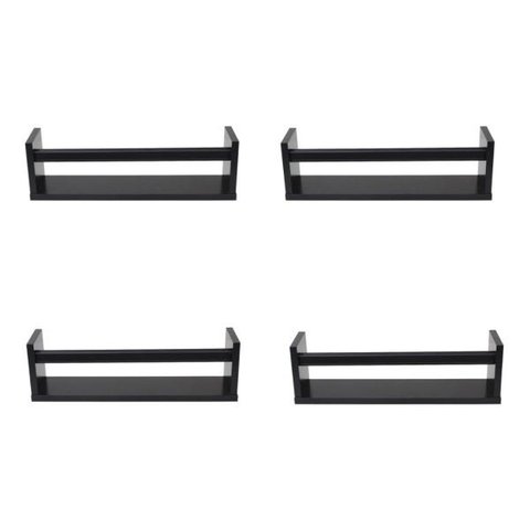 Prateleira Banheiro Cosméticos MDF Preto - 4 Peças
