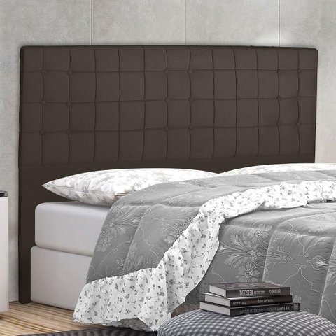 Cabeceira Cama Box Queen Paris Slim 160 Cm Suede Marrom