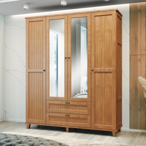 Guarda Roupa Casal Madeira Maciçaturim 4 Portas Cavazotto