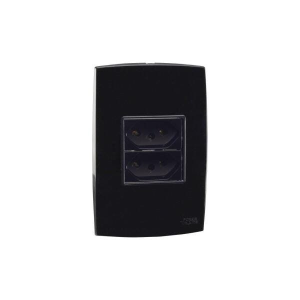 Conjunto Tomada 10A + Tomada 20A Preto Force Line - 1