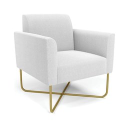 Poltrona Sala Base X Industrial Dourado Marisa Bouclê Off White D03 - D’Rossi - 1 Poltrona Sala Base X Industrial Dourado Marisa Bouclê Off White D03 - D’Rossi - 1