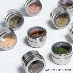 Porta condimentos 3 potes magnéticos com base em aço inox - 3