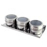 Porta condimentos 3 potes magnéticos com base em aço inox - 1