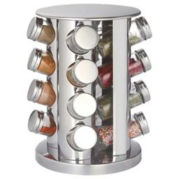 Porta condimentos giratório 16pçs em aço inox e vidro - 1