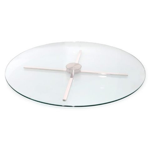 Centro De Mesa Giratório Vidro 10mm Inox304 Premium 80cm