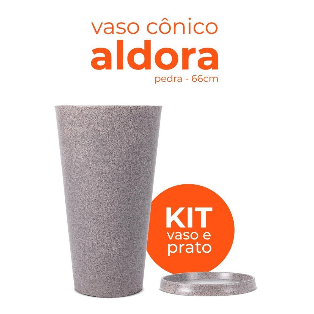 Kit Vaso e Prato Cônico Aldora Pedra 66 Terrano - 2