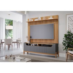 Estante Home Moema com 4 Portas Painel para TV até 70 Polegadas Permóbili Grafite/Nature - 2