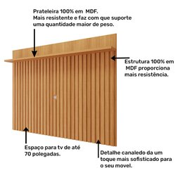 Estante Home Moema com 4 Portas Painel para TV até 70 Polegadas Permóbili Grafite/Nature - 5