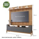 Ver imagem 7 de Estante Home Moema com 4 Portas Painel para TV até 70 Polegadas Permóbili Grafite/Nature