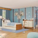 Ver mais imagens de Quarto Infantil com Cama Auxiliar CB1502 1 Porta 3 Gavetas MDP BP 214cm Argila-Jequetiba Kappesberg