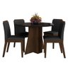 Mesa Rodonda com Vidro 4 Cadeiras Bélgica Imbuia/preto/preto - M.a Imbuia/preto/preto 06 - 1