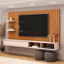 Ver imagem 2 de Painel para Tv até 60 Polegadas Frisado com Nichos Icaro Madeirado/off White