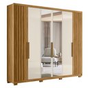 Ver imagem 1 de Guarda Roupa Casal com Espelho 6 Portas 260cm Gaia M07 Freijó/off White - Mpozenato