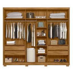 Guarda Roupa Casal com Espelho 6 Portas 260cm Gaia M07 Freijó/off White - Mpozenato - 6