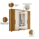 Ver imagem 3 de Guarda Roupa Casal com Espelho 6 Portas 260cm Gaia M07 Freijó/off White - Mpozenato