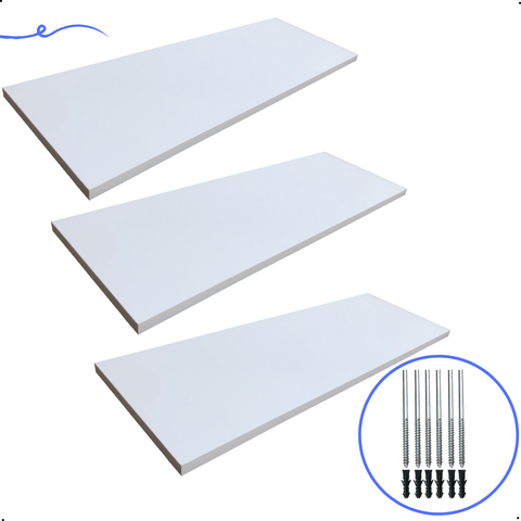 Kit 3 Prateleira Branca 60X20 + Suporte Flutuante Mdf  Organizadora Decoração Cozinha Banheiro Sala