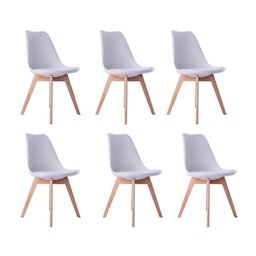 Kit 06 Cadeiras Leda Eames Jantar Cozinha com Assento Estofado Branco - 1