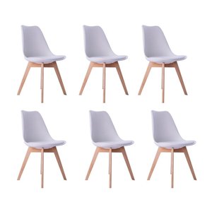 Kit 06 Cadeiras Leda Eames Jantar Cozinha com Assento Estofado Branco