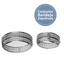 Ver imagem 2 de Conjunto Bandejas Redonda Borda Detalhada Cor Prata