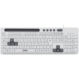 TECLADO MULTIMIDIA GAMER USB COM SUPORTE PARA SMARTPHONE BRANCO TC264 - 1