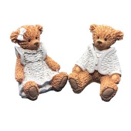 Casal De Ursinho Resina Sentado Decorativo 13,5cm Altura - 1