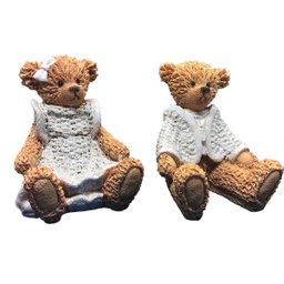 Casal De Ursinho Resina Sentado Decorativo 13,5cm Altura - 2