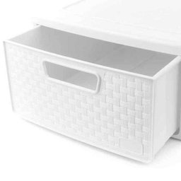 Gaveteiro Modular Empilhável 32,8cm Decoração Rattan Branco - 2