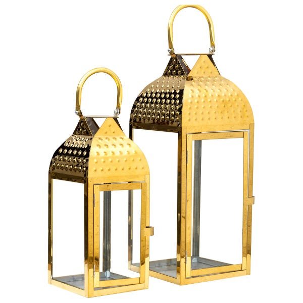 Conjunto De Lanternas Marroquinas Design Cúpula Cor Dourada - 1