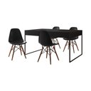 Ver imagem 6 de Mesa Jantar Industrial Retangular Preta 137X90Cm Base Ferro Preto C/4 Cadeiras Pretas E Cor: Preto