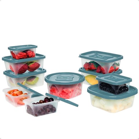 Conjunto Kit de 10 Potes com Tampa para Marmita e Alimentos
