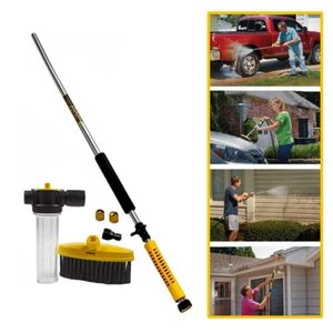 Esguicho de Alta Pressao para Mangueira com Pistola Lava Jato Dispenser de Sabao e Escova Limpeza Po