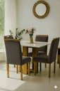 Ver imagem 1 de Conjunto de Mesa Anjo com 4 Cadeiras Gol Mel-off White/marrom