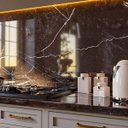 Ver imagem 2 de Papel de Parede Mármore Nero Marquina Preto Branco Vinil Adesivo Impermeável Pia Box Mesa Banheiro