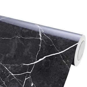 Papel de Parede Mármore Nero Marquina Preto Branco Vinil Adesivo Impermeável Pia Box Mesa Banheiro