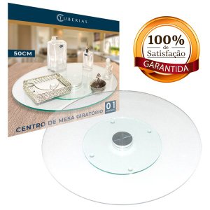 Centro De Mesa Giratório Decorativo De Vidro 50cm