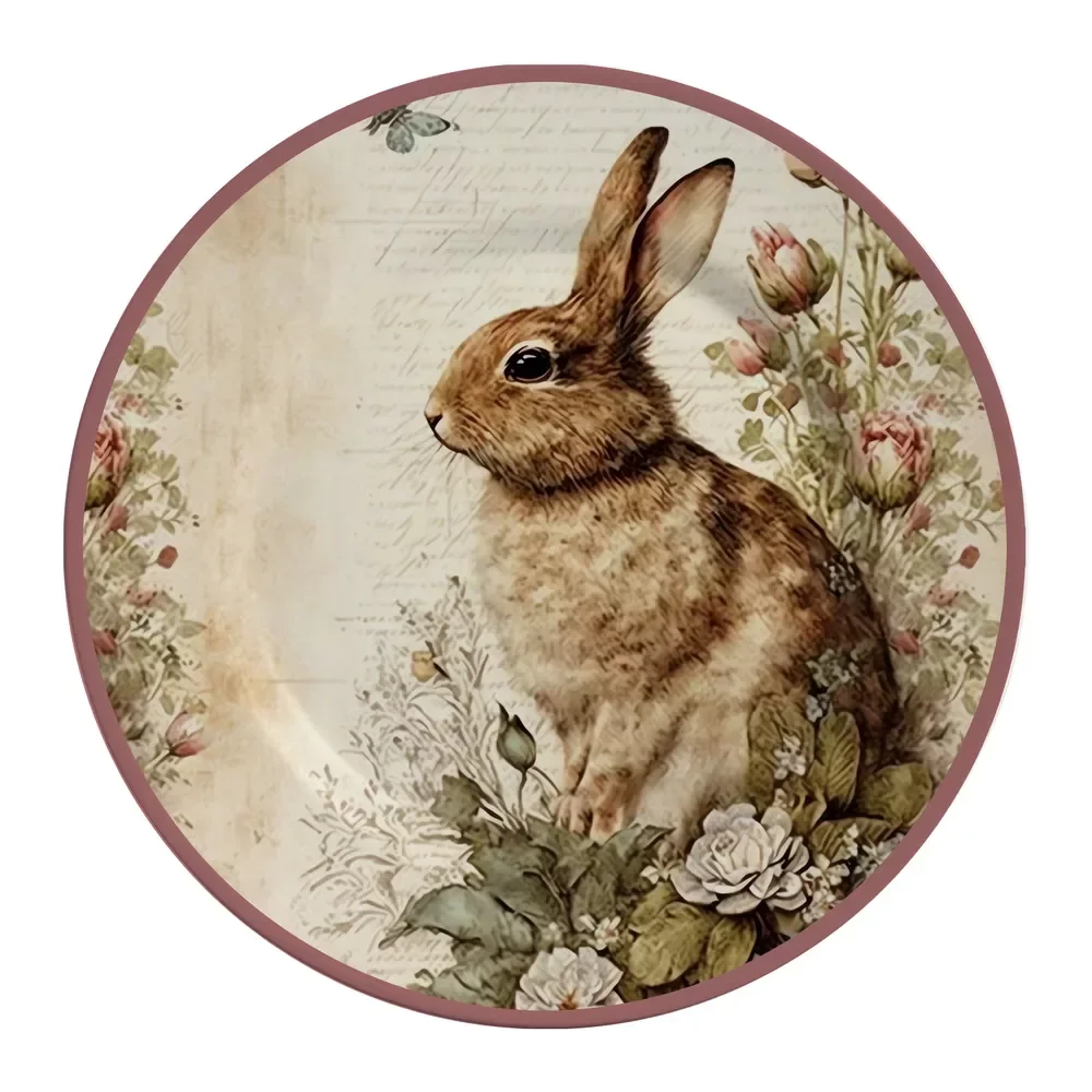 Jogo de Pratos Raso Páscoa Coelha Acacia C/6 Und Alleanza