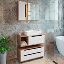 Ver imagem 2 de Conjunto 4 Peças para Banheiro Bn3600x43x44x45 Amendoa Branco Tecno Mobili