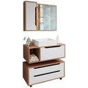 Ver imagem 1 de Conjunto 4 Peças para Banheiro Bn3600x43x44x45 Amendoa Branco Tecno Mobili