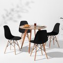 Ver imagem 1 de Conjunto Mesa Square Redonda Bétula - 88cm + 4 Cadeiras Eiffel - Preto Abra Cadabra
