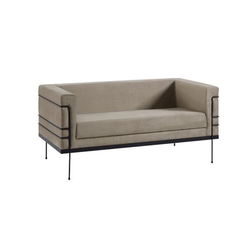 Sofá Le Corbusier 2 Lugares Linho e Veludo Várias Cores - Daf Mobiliário