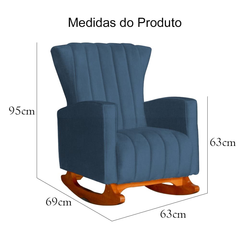 Kit Poltrona Amamentação Balanço + Puff Suede Azul Claro - Belliv Decor - 5