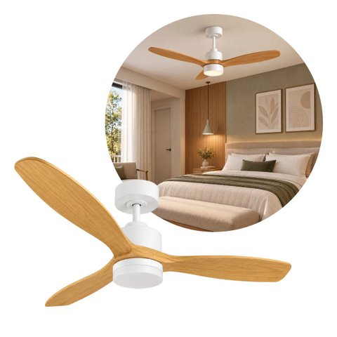 Ventilador de Teto com LED 18W Multicor Air Havana Opus 1400LM 3 Pás Madeira + Controle ST3359