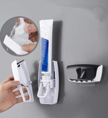 Dispenser Aplicador Creme Dental e Suporte p/ Escovas de dentes - 2