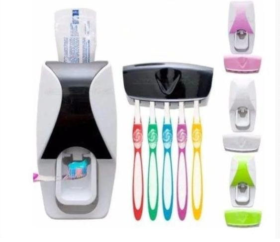 Dispenser Aplicador Creme Dental e Suporte p/ Escovas de dentes - 1