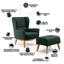 Ver imagem 4 de Kit Poltrona Decorativa Milena D02 com Puff Viseo Linho Verde C-117 - Lyam Decor