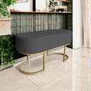 Ver imagem 2 de Banco Recamier Estofado Luana Base Gold Veludo Cinza - Montanaris Decor